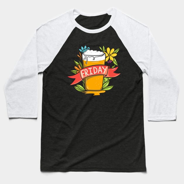 FRIDAY DRINKS Baseball T-Shirt by CANVAZSHOP